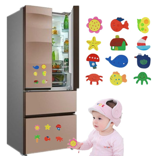 12pcs/lot  Wooden Refrigerator Magnet Fridge Stickers Animal Cartoon Colorful